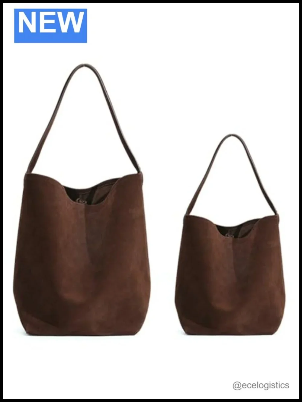 Genuine Leather Suede Bucket Shoulder Bag Women Soft Tote Handbag Purse